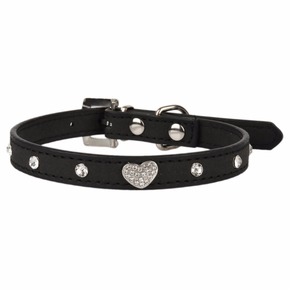 Collar negro y Rhinestone para perros y gatos medianos.