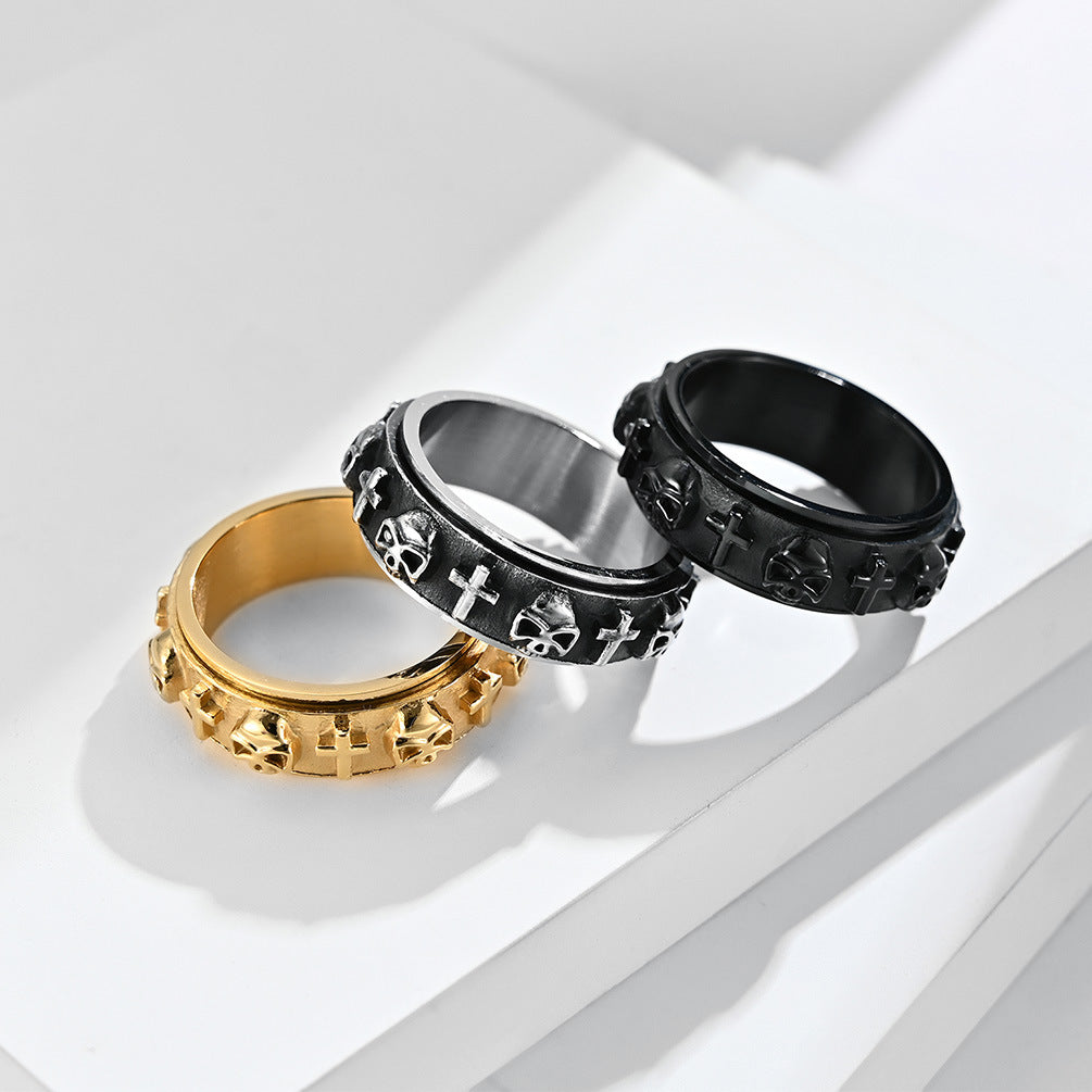 Skull Cross, Ring Rotatable