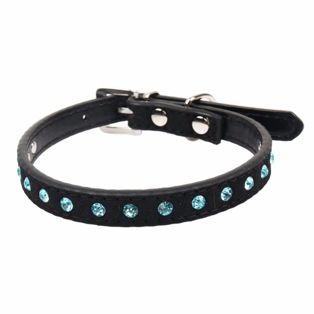 Collar negro y Rhinestone para perros y gatos medianos.